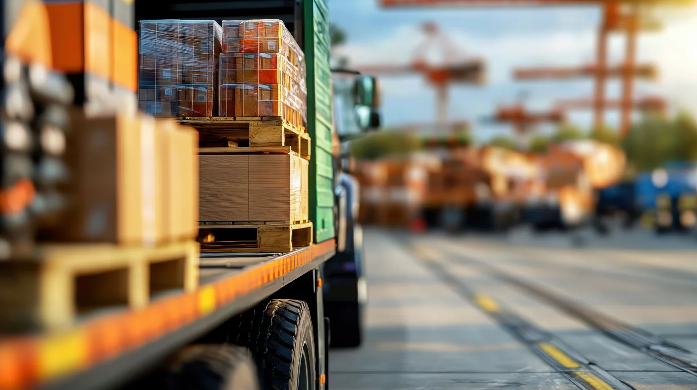 Carga de repuestos preparada para transporte